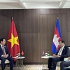 Bộ trưởng Bùi Thanh Sơn gặp song phương Phó Thủ tướng, Bộ trưởng Ngoại giao Campuchia Prak Sokhonn. (Nguồn: VOV)