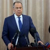 Ngoại trưởng Nga Sergei Lavrov phát biểu tại cuộc họp báo chung với Quyền Ngoại trưởng Sudan Ali al-Sadiq ở Khartoum, ngày 9/2/2023. (Ảnh: AFP/ TTXVN)