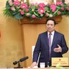 Thủ tướng Phạm Minh Chính kết luận Phiên họp Chính phủ thường kỳ tháng 3. (Ảnh: Dương Giang/TTXVN)