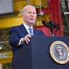 Tổng thống Mỹ Joe Biden phát biểu tại Fridley, Minnesota, ngày 3/4/2023. (Ảnh: AFP/ TTXVN)