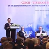 Thủ tướng Phạm Minh Chính phát biểu tại Diễn đàn Doanh nghiệp Việt Nam-Cộng hoà Séc. (Ảnh: Dương Giang/TTXVN)