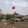 Binh sỹ Thổ Nhĩ Kỳ gác ở khu vực Kafr Jannah, ngoại ô thị trấn Afrin, Syria ngày 18/10/2022. (Ảnh: AFP/TTXVN)