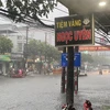 Mưa lớn gây ngập nặng ở một số tuyến đường nội ô thành phố Biên Hòa. (Ảnh: TTXVN phát)