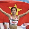 Nguyễn Thị Oanh xuất sắc giành huy chương Vàng môn Điền kinh ở nội dung chạy 10.000m nữ với thành tích 35 phút 11 giây 53. ((Ảnh: TTXVN)