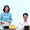 Thứ trưởng Bộ Y tế Nguyễn Thị Liên Hương trả lời câu hỏi của phóng viên các cơ quan thông tấn, báo chí. (Ảnh: Phạm Kiên/TTXVN)
