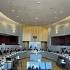 Quang cảnh cuộc họp giữa Ủy ban các nước ASEAN tại Bỉ (ABC) và Phó Chủ tịch Ủy ban châu Âu kiêm Cao ủy Thương mại Valdis Dombrovski, chiều 6/6 tại Brussels. (Ảnh: TTXVN phát)