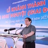Thủ tướng Phạm Minh Chính phát biểu tại lễ khánh thành cầu Như Nguyệt. (Ảnh: Dương Giang/TTXVN)
