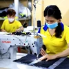Công nhân may làm việc tại Công ty TNHH May mặc Dony, xã Vĩnh Lộc A, huyện Bình Chánh, Thành phố Hồ Chí Minh. (Ảnh: Hồng Đạt/TTXVN)