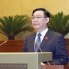 Chủ tịch Quốc hội Vương Đình Huệ phát biểu kết thúc Phiên Chất vấn và Trả lời Chất vấn. (Ảnh: Doãn Tấn/TTXVN)