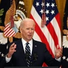 Tổng thống Mỹ Joe Biden phát biểu tại cuộc họp báo ở Nhà Trắng. (Ảnh: AFP/TTXVN)