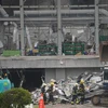 Hiện trường vụ cháy nổ nhà máy ở Bình Đông, Đài Loan, Trung Quốc, ngày 23/9. (Ảnh: AFP/TTXVN)