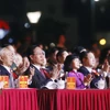 Chủ tịch nước Võ Văn Thưởng và các vị lãnh đạo, nguyên lãnh đạo Đảng, Nhà nước dự Lễ kỷ niệm 60 năm ngày thành lập tỉnh Quảng Ninh. (Ảnh: Thống Nhất/TTXVN)