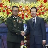 Chủ tịch nước Võ Văn Thưởng tiếp Đại tướng Tea Seiha, Phó Thủ tướng, Bộ trưởng Quốc phòng Campuchia. (Ảnh: Thống Nhất/TTXVN)