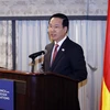 Chủ tịch nước Võ Văn Thưởng phát biểu tại Hội đồng Quan hệ đối ngoại Hoa Kỳ. (Ảnh: Thống Nhất/TTXVN)