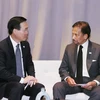 Chủ tịch nước Võ Văn Thưởng gặp Quốc vương Brunei Hassanal Bolkiah. (Ảnh: Thống Nhất/TTXVN)