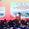 Thủ tướng Phạm Minh Chính phát lệnh khởi công dự án Cao tốc Đồng Đăng-Trà Lĩnh. (Ảnh: Dương Giang/TTXVN)