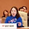 Phó Chủ tịch nước Võ Thị Ánh Xuân phát biểu tại phiên họp toàn thể Hội nghị Cấp cao lần thứ 19 Phong trào Không liên kết. (Ảnh: Nhật Anh/TTXVN)
