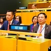 Đoàn Việt Nam tham dự phiên họp bỏ phiếu và công bố kết quả thành viên Hội đồng Nhân quyền Liên hợp quốc nhiệm kỳ 2023-2025. (Ảnh: TTXVN phát)
