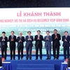 Chủ tịch Quốc hội Vương Đình Huệ và Phó Thủ tướng Trần Hồng Hà cùng các đại biểu tại lễ khánh thành Becamex VSIP Bình Định. (Ảnh: Nhan Sáng/TTXVN)