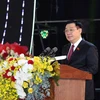 Chủ tịch Quốc hội Vương Đình Huệ phát biểu tại lễ kỷ niệm.(Ảnh: Nhan Sáng/TTXVN)
