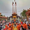 Quang cảnh Lễ tắm Phật trong Tết Chôl Chnăm Thmây 2023 tại chùa Buppharam (xã Hưng Hội, huyện Vĩnh Lợi, tỉnh Bạc Liêu). (Ảnh: Thanh Liêm/TTXVN)
