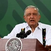 Tổng thống Mexico Andres Manuel Lopez Obrador phát biểu tại cuộc họp báo ở Acapulco ngày 23/11/2023. (Ảnh: AFP/TTXVN)