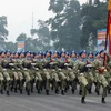 Khối sĩ quan Gìn giữ hòa bình Việt Nam tham gia diễn tập.(Ảnh: Trọng Đức/TTXVN)