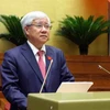 Chủ tịch Ủy ban Trung ương Mặt trận Tổ quốc Việt Nam Đỗ Văn Chiến trình bày Báo cáo tổng hợp ý kiến, kiến nghị của cử tri và Nhân dân gửi đến Kỳ họp thứ 7, Quốc hội khóa XV. (Ảnh: TTXVN)