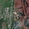 Cảnh ngập lụt sau những trận mưa lớn tại Richmond, bang Vermont, Mỹ, ngày 11/7/2023 (phải). (Ảnh: AFP/TTXVN)