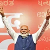 Thủ tướng Ấn Độ Narendra Modi mừng chiến thắng của Liên minh Dân chủ quốc gia (NDA) do đảng Nhân dân Ấn Độ (BJP) đứng đầu, tại New Delhi, ngày 4/6/2024. (Ảnh: AFP/TTXVN)