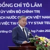 Chủ tịch nước Tô Lâm phát biểu tại buổi đến thăm Công ty Viễn thông Star Telecom. (Ảnh: Nhan Sáng/TTXVN)