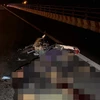 Tai nạn trên cầu vượt IC3 Cần Thơ khiến 3 người tử vong. (Ảnh: TTXVN phát)