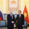 Chủ tịch Quốc hội Trần Thanh Mẫn hội kiến Tổng thống LB Nga Vladimir Putin trong chuyến thăm cấp Nhà nước tới Việt Nam. (Ảnh: Thống Nhất/TTXVN)