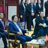 Thủ tướng Phạm Minh Chính phát biểu tại Phiên họp hẹp Hội nghị Cấp cao ASEAN lần thứ 45. (Ảnh: Dương Giang/TTXVN)