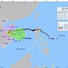 Hướng di chuyển của bão số 6, cập nhật lúc 7 giờ, ngày 27/10. (Ảnh: TTXVN phát)