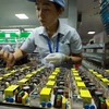 Lắp ráp linh kiện điện tử dùng cho ngành máy in tại Công ty TNHH công nghệ điện tử Chee Yuen Việt Nam ở khu công nghiệp An Dương, huyện An Dương, Hải Phòng. (Ảnh: Vũ Sinh/TTXVN) 
