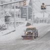 Tuyết trên đường phố tại Methuen, Massachusetts, Mỹ. (Ảnh: AFP/TTXVN)