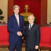 Tổng Bí thư Nguyễn Phú Trọng tiếp Bộ trưởng Ngoại giao Hoa Kỳ John Kerry đang thăm chính thức Việt Nam. (Ảnh: Trí Dũng/TTXVN)