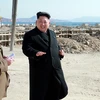 Nhà lãnh đạo Triều Tiên Kim Jong Un đi thị sát. (Nguồn: KCNA)