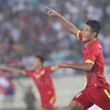 Đức Chinh giúp U19 Việt Nam có chiến thắng đầu tay tại vòng loại U19 châu Á. (Ảnh: Lê Hải/Vietnam+)