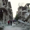 Cảnh hoang tàn sau những đợt không kích vào Syria. (Nguồn: AP)