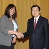 Chủ tịch nước Trương Tấn Sang tiếp bà Karin Muller. (Ảnh: Nguyễn Khang/TTXVN)
