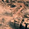 Chiến trường Syria hoang tàn trong khói bụi. (Nguồn: sputnik)
