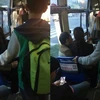 Nhân viên bán vé xe bus ngồi lên đùi chồng khi đang làm việc. (Nguồn: CCTV News)