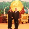 Tổng Bí thư, Chủ tịch nước Lào Chummaly Sayasone tiếp đồng chí Lê Hồng Anh. (Ảnh: Phạm Kiên/TTXVN)