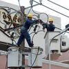 Công nhân Điện lực Thành phố Hồ Chí Minh sửa chữa dường dây hạ thế. (Ảnh: Thanh Phàn​/TTXVN)
