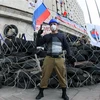 Một người dân ủng hộ Nga ở Ukraine. (Nguồn: telegraph)