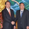 Tổng Bí thư, Chủ tịch nước Chummaly Sayasone tiếp Bộ trưởng Trần Đại Quang. (Ảnh: Phạm Kiên/Vietnam+)