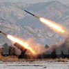 Diễn tập phóng tên lửa tại một địa điểm bí mật ở Triều Tiên. (Nguồn: AFP/TTXVN)