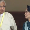 Tổng thống đắc cử U Htin Kyaw và bà Aung San Suu Kyi. (Nguồn: AP)